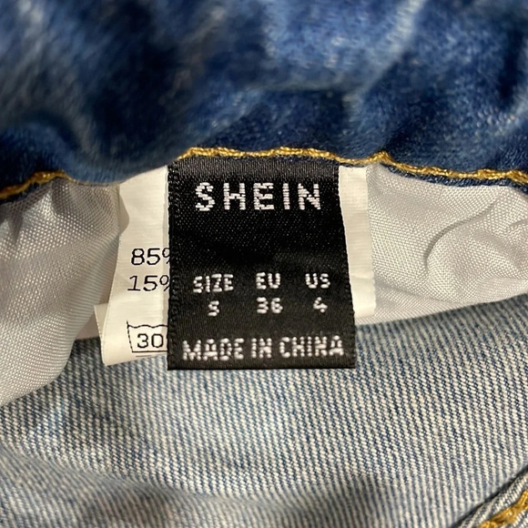 Shein Retro High Rise Pleated Paper Bag Waist Denim Jean Shorts 4 - Picture 7 of 11